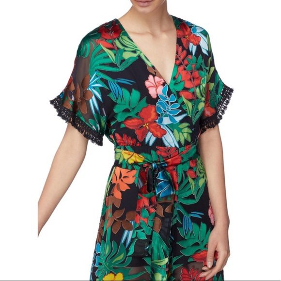 Alice & Olivia Kasia Palm Leaf Devore Jumpsuit 2 - Picture 6 of 16